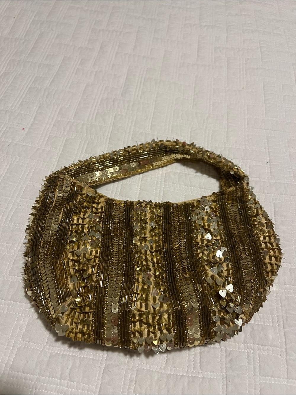 Gold Sequin Evening Shoulder Bag
